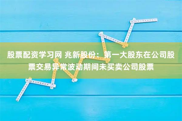 股票配资学习网 兆新股份：第一大股东在公司股票交易异常波动期间未买卖公司股票